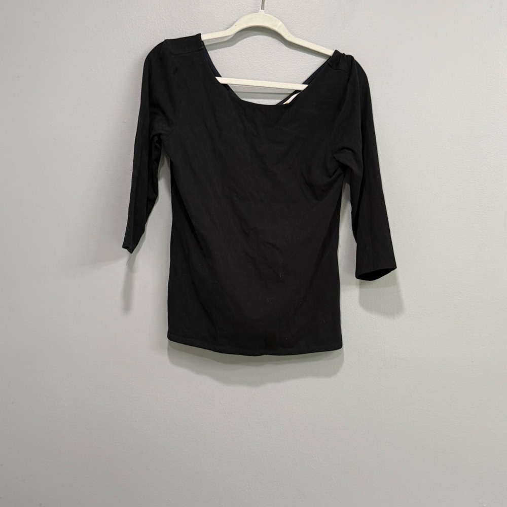 Boden Black 3/4 Sleeve Scoop Neck Cotton Blend Top US 12 UK 16